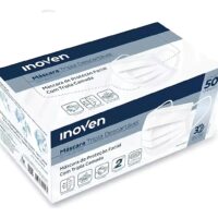 MÁSCARA DESCARTÁVEL CIRÚRGICA BRANCA INOVEN C/ ELÁSTICO 3 CAMADAS C/ 50 UND