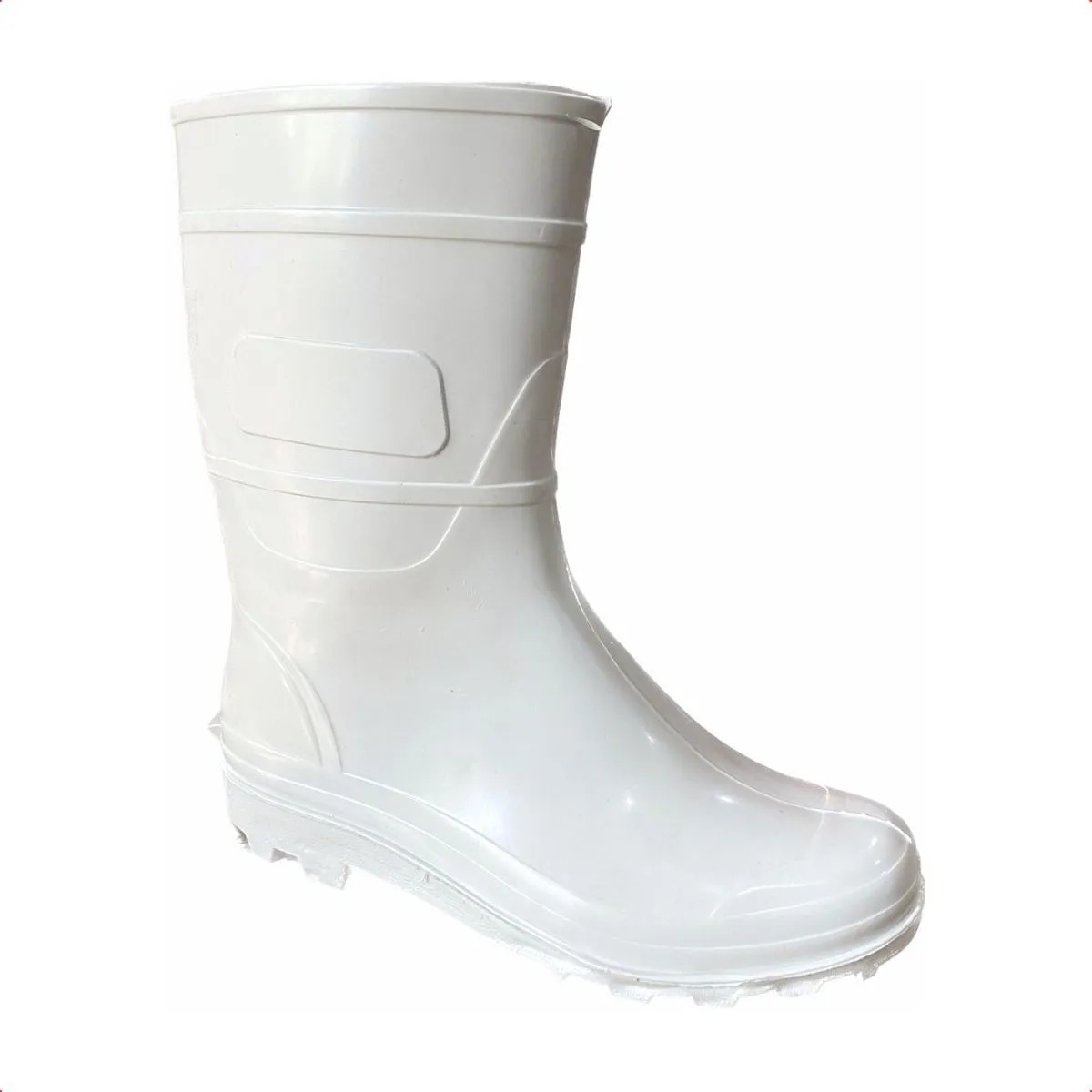 BOTA DE PVC BRANCA CANO MÉDIO COM FORRO